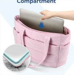 Women’s Large Cotton Zipper Handbag - Quilted Travel Shoulder Tote Bag (35x16x43cm)