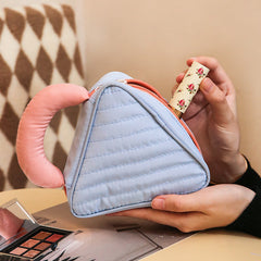 Triangular Makeup Bag for Women - Travel Pouch with Zipper