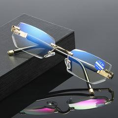 Rimless Diamond-Cut Blue Light Reading Glasses