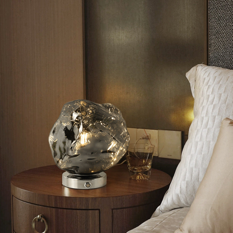 Creative Lava Stone Glass Table Lamp for Bedroom Decor