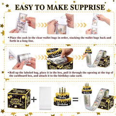 Black and Gold Money Box for Birthday Party Decor