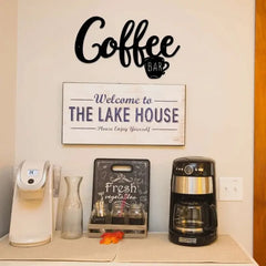 Metal Hanging Wall Sign for Coffee Bar Decor