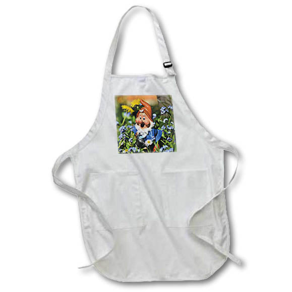 Apron - Garden Gnome with Blue White and Yellow Flowers, 3dramm AmansMall Mythical Creatures - Gnomes