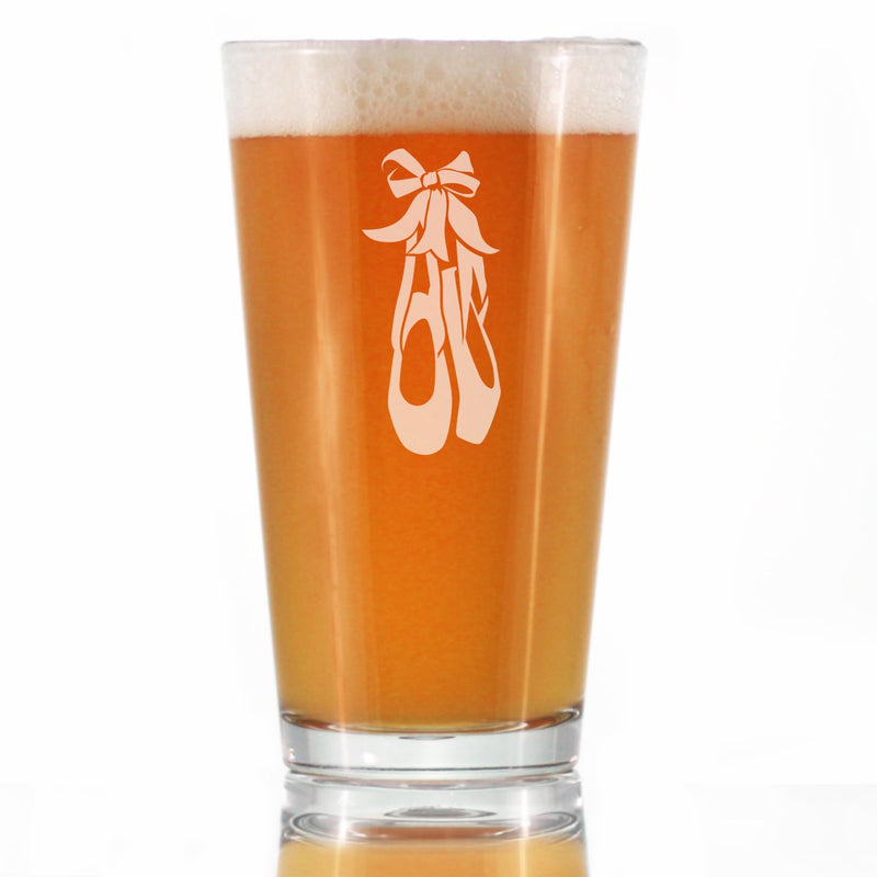 Ballet Shoes - Pint Glass for Beer - Ballerina and Dance Teacher Gifts - 16 oz Glasses