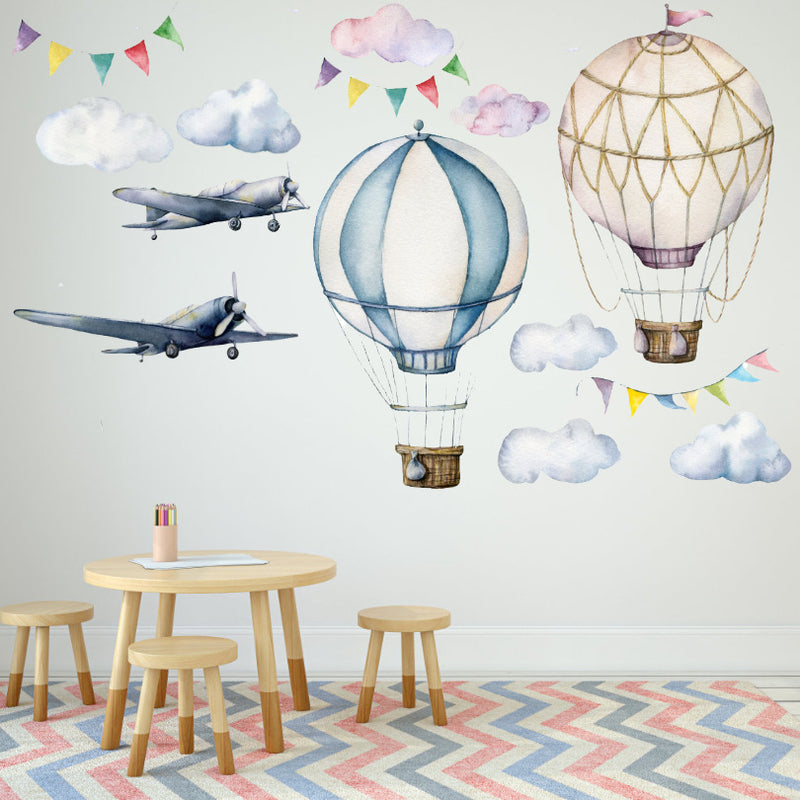 Cartoon Hot Air Balloon Wall Stickers for Kids' Room