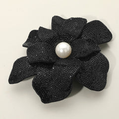 Pearl Accent Bling Studded Flower Pin Brooch Alligator Snap Hair Clip