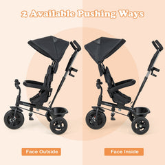 4-in-1 Baby Trike Kids Tricycle with Removable Canopy and Adjustable Push Handle