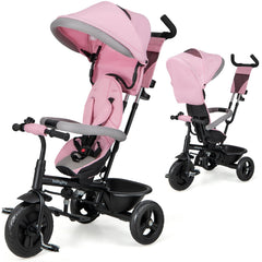 4-in-1 Baby Trike Kids Tricycle with Removable Canopy and Adjustable Push Handle
