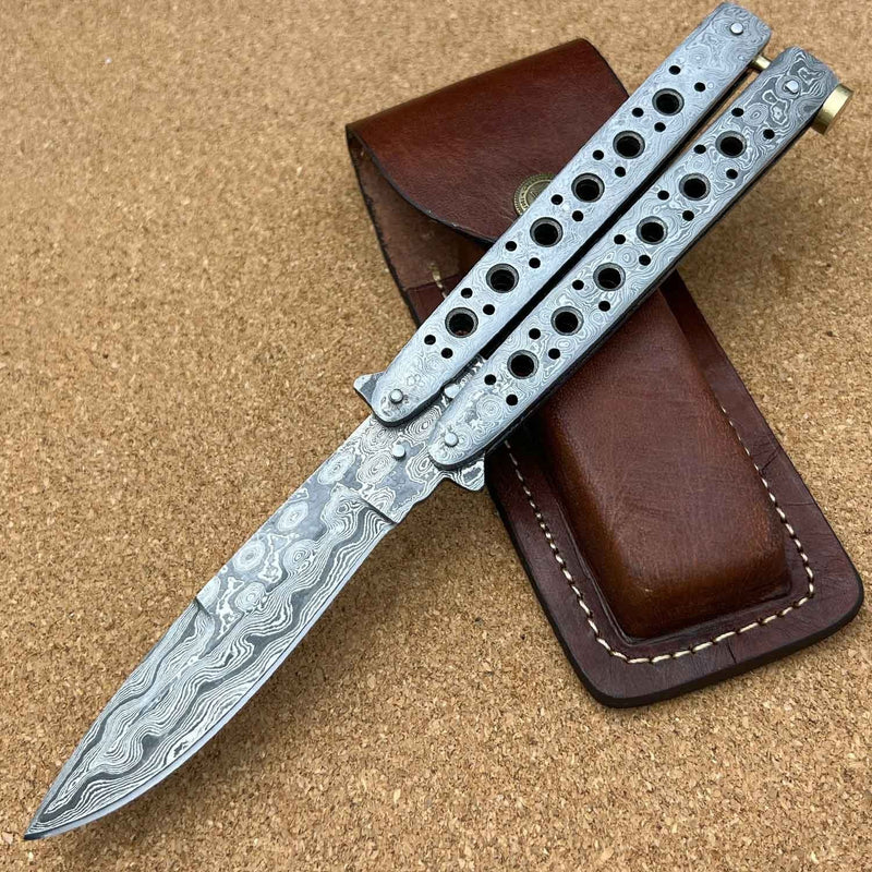 Custom Handmade Damascus Balisong Butterfly Knife – Precision, Style & Strength