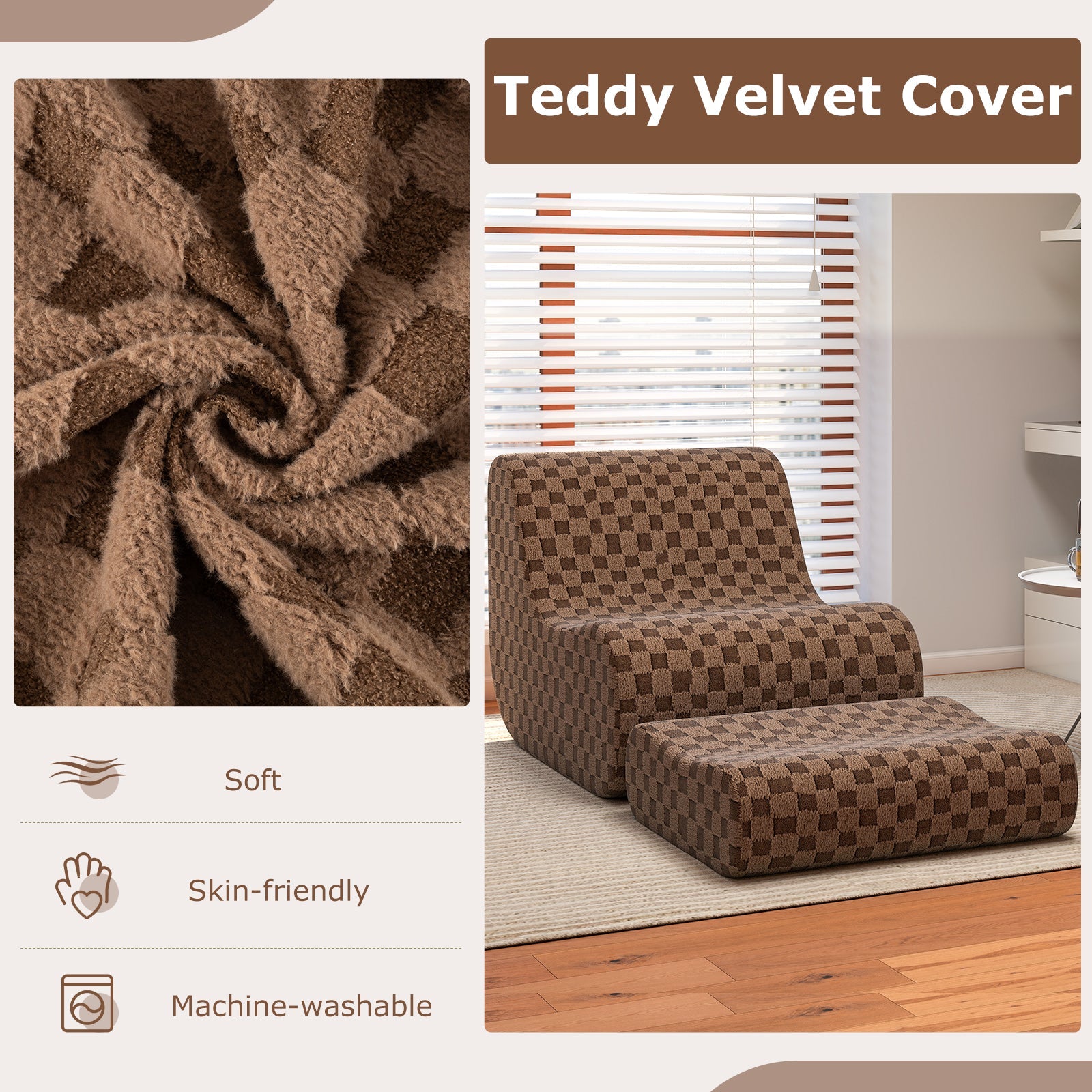 Bean Bag Chair with Ottoman and High Elasticity Sponge