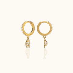 Beetle Ladybug Protection Rebirth Symbol CZ Dangle Hoop Earrings