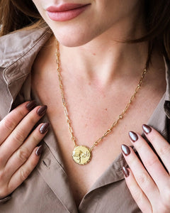 Bold CZ Zodiac Link Pendant Necklace