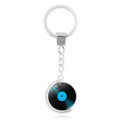 Double-Sided Rotating Vinyl Record Keychain Pendant
