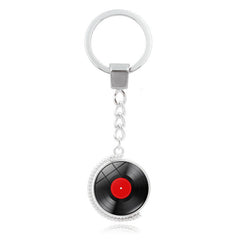 Double-Sided Rotating Vinyl Record Keychain Pendant