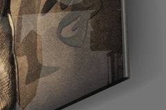 Sepia Kanji Martial Arts Master Glass Wall Art