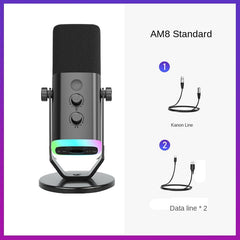 Condenser Microphone for Computer Live Streaming Karaoke Recording Audio Pickup Capacitor Mic for Mobile Phone Universal Karaoke Singing Gaming
