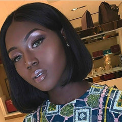 Fashionable Black Bob Wig for Women (Synthetic Fiber)