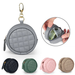 PU Leather Pacifier Bag with Keychain Loop for Small Items