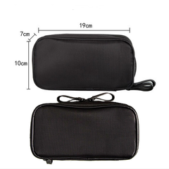Black Nylon Double-Zipper Cosmetic and Toiletry Bag