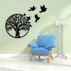 Round Metal Tree of Life Wall Art Decor (1pc)