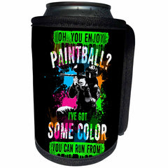 3dRose Sven Herkenrath Sport - Paintball Ive Got Some Color Trendy Vector on Black Background - Can Cooler Bottle Wrap (cc_281698)
