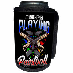 3dRose Sven Herkenrath Sport - I´D Rather Be Playing Paintball Sport - Can Cooler Bottle Wrap (cc_307784)