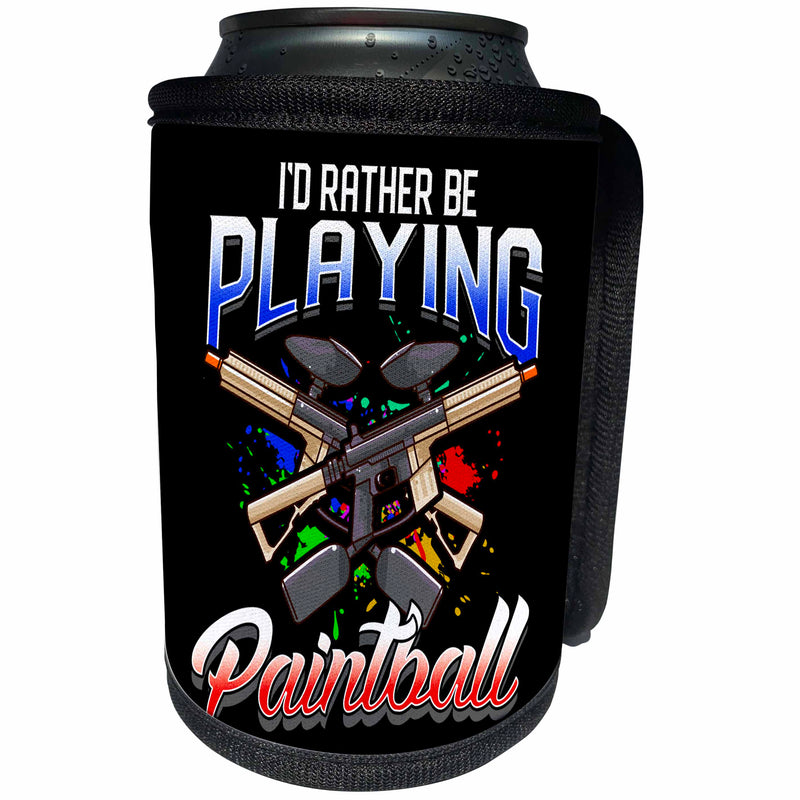 3dRose Sven Herkenrath Sport - I´D Rather Be Playing Paintball Sport - Can Cooler Bottle Wrap (cc_307784)
