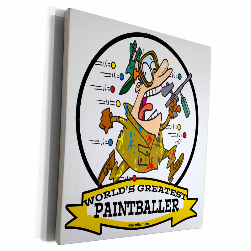 3dRose Funny Worlds Greatest Paintballer Men Cartoon - Museum Grade Canvas Wrap (cw_103415)