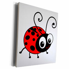 3dRose InspirationzStore Cute Animals - Cute ladybug - kawaii happy red and black spotted ladybird cartoon - lady bug insect on white - Museum Grade Canvas Wrap (cw_113181)
