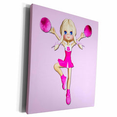 3dRose RinaPiro - Kids - Cheerleader. Little girl. Pink. - Museum Grade Canvas Wrap (cw_253836)