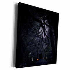 3dRose Spooky Haunted Cottage in the Woods, Ghosts, Coffins,... - Museum Grade Canvas Wrap (cw_254454)