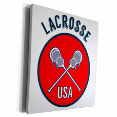 3dRose TNMGraphics Sports - Sports Red Circle Lacrosse USA - Museum Grade Canvas Wrap (cw_286291)