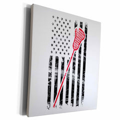 3dRose Patriotic Lacrosse Stick with US Flag - Museum Grade Canvas Wrap (cw_294861)