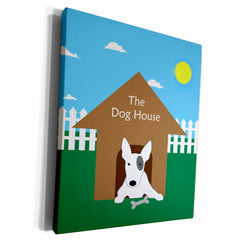 3dRose Dog House with Miniature Bull Terrier Dog Cartoon,... - Museum Grade Canvas Wrap (cw_295158)