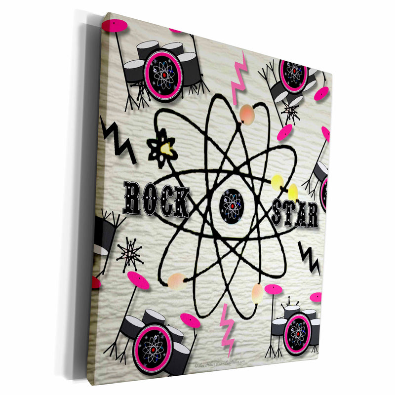 3dRose ic Rock Star Drum Kit on cream paint - Museum Grade Canvas Wrap (cw_97685)