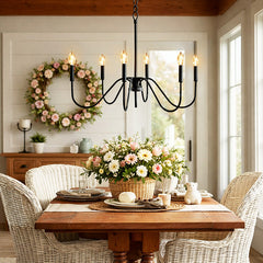 Black Metal 6 Light Candelabra Chandelier