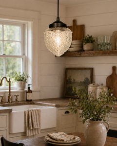 Antique Acorn Clear Glass Pendant Light | 5"