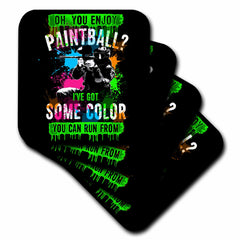 3dRose Sven Herkenrath Sport - Paintball Ive Got Some Color Trendy Vector on Black Background - Coasters