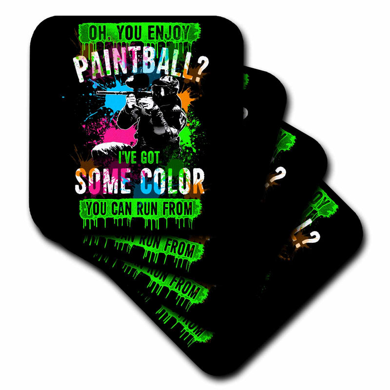 3dRose Sven Herkenrath Sport - Paintball Ive Got Some Color Trendy Vector on Black Background - Coasters