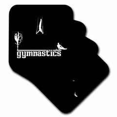 3dRose Alexis Design - Sport Gymnastics - Male and Female Sportsmen. Text Gymnastics. Stylish. White on Black - Coasters