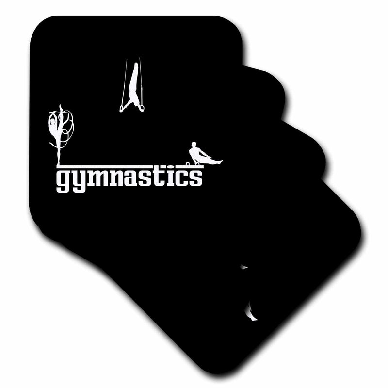 3dRose Alexis Design - Sport Gymnastics - Male and Female Sportsmen. Text Gymnastics. Stylish. White on Black - Coasters