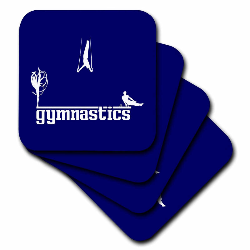 3dRose Alexis Design - Sport Gymnastics - Male and Female Sportsmen. Text Gymnastics. Stylish. White on Blue - Coasters