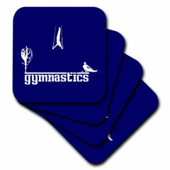 3dRose Alexis Design - Sport Gymnastics - Male and Female Sportsmen. Text Gymnastics. Stylish. White on Blue - Coasters