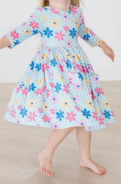 SALE Crazy Daisy 3/4 Sleeve Pocket Twirl Dress