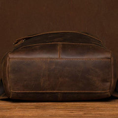 Crazy Horse Leather Backpack Men Laptop Backpack Handmade Travel Backpack
