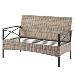 Patio Furniture, Outdoor Furniture, Seasonal PE Wicker Furniture, Four Set Wicker Furniture With Black Metal Table
