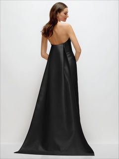 Strapless Satin Column Dress with Removeable Watteau Train