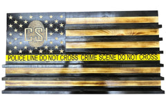 Custom Wooden Challenge Coin Display Flag with Engraved Badge