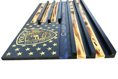 Custom Wooden Challenge Coin Display Flag with Engraved Badge