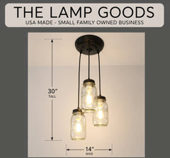 Mason Jar CHANDELIER Pendant Light Trio